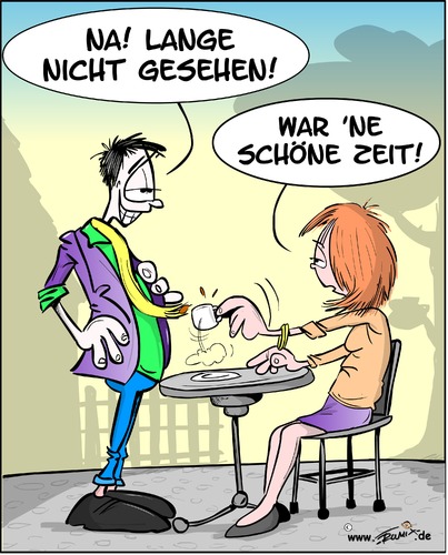 Cartoon: Lange nicht gesehen (medium) by Trumix tagged vergessen,schöne,zeit,treffen,angeber,frau,mann,date,wiedersehen,trummix,vergessen,schöne,zeit,treffen,angeber,frau,mann,date,wiedersehen,trummix