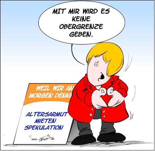 Cartoon: Merkels Obergrenze (medium) by Trumix tagged obergrenze,merkel,wahlkampf,versprechungen,altersarmut,mietpreise,mietwucher,spekulationen,immobilien,obergrenze,merkel,wahlkampf,versprechungen,altersarmut,mietpreise,mietwucher,spekulationen,immobilien