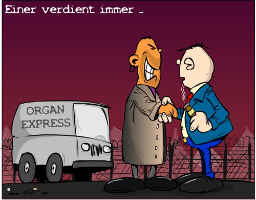 Cartoon: OrganExpress (medium) by Trumix tagged flüchtlinge,refugees,organhandel,boatspeople,trummix,ziel,deutschland,refugees,flüchtlinge,deutschland,ziel,trummix,boatspeople,organhandel