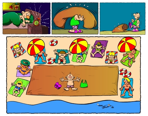 Cartoon: Erster!! (medium) by Trumix tagged reservierung,badeurlaub,urlaub,strand,badetuch,malorca,ferien