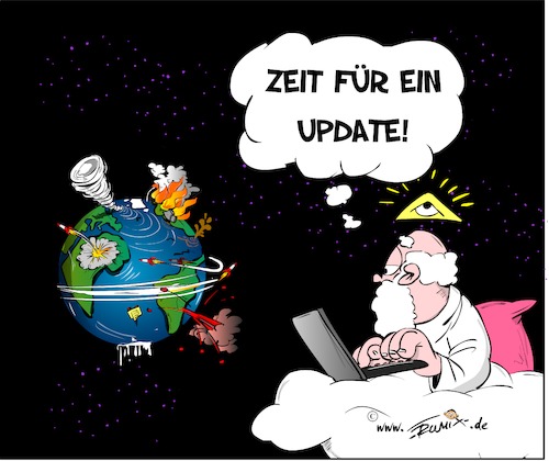Cartoon: Zeit für ein Update (medium) by Trumix tagged update,software,diesel,umwelt,krieg,terror,welt,erde,update,software,diesel,umwelt,krieg,terror,welt,erde