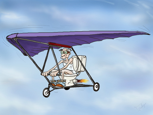 Cartoon: Air exercise (medium) by gartoon tagged hang,glider,fly,blue,sky,old,man