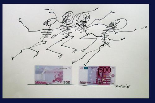 Cartoon: ein totentanz (medium) by NIL auslaender tagged börse,krise,geld,bank