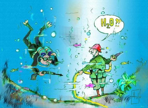 Cartoon: H2O (medium) by Hule tagged woman