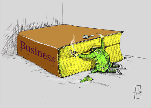 Cartoon: Sherlock Holmes (medium) by Hule tagged business