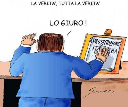Cartoon: La Giuro (medium) by Grieco tagged grieco,berlusconi,escort
