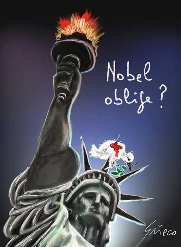 Cartoon: OBAMA   Nobel per la pace 2009 (medium) by Grieco tagged grieco,obama,nobel,america
