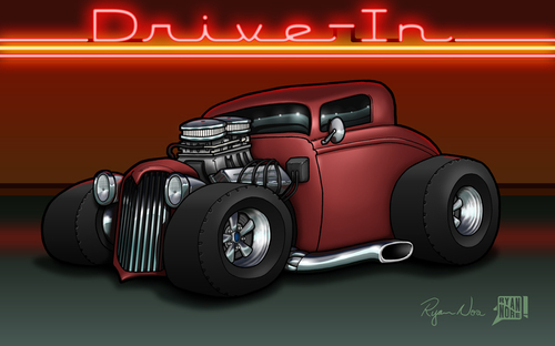 Cartoon: 34 Ford Coupe (medium) by RyanNore tagged digital,drawing,illustration,nore,ryan,photoshop,intuos,wacom,cartoon,ford,car
