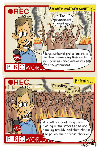 Cartoon: britain and antiwestern country (medium) by shoorabad tagged britan,antiwestern,revolution