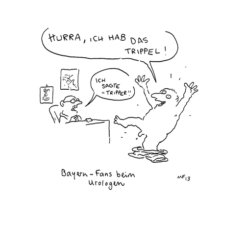 Cartoon: Ein Pokalauer! (medium) by MarcoFinkenstein tagged bayern,triple,tripper,fussball