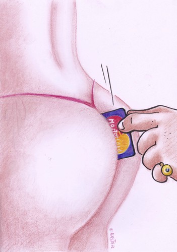 Cartoon: a la card (medium) by Petra Kaster tagged erotik,geld,crditkaarten,sex,geld,kreditkarte
