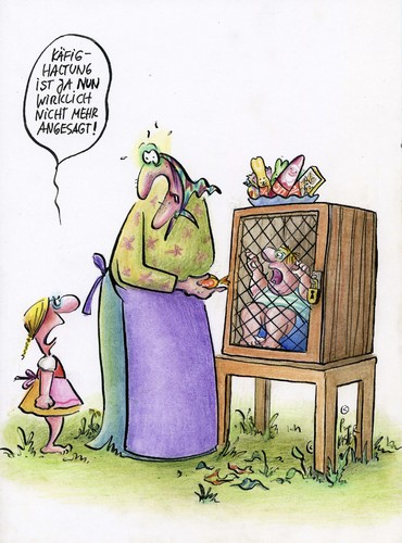 Cartoon: Bodenhaltung (medium) by Petra Kaster tagged kinderbetreuung,erziehung,nutztierhaltung,gretel,und,hänsel,tierhaltung,ökologische,käfighaltung,hühner,hexen,grimm,brüder,märchen,märchen,grimm,hexen,hühner,tierhaltung,hänsel,gretel,nutztierhaltung,erziehung,kinderbetreuung,betreuung,käfig,kinderhaltung,haltung,eltern,kinder,familie