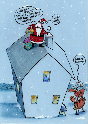 Cartoon: energiewendeweihnachten (medium) by Petra Kaster tagged energiewende,weihnachten,traditionen,erneuerbareenergien,weihnachtsmann,rentiere,haussanierung,wärmedämmung,ökologie,wärmepumpe,energiewende,weihnachten,traditionen,erneuerbareenergien,weihnachtsmann,rentiere,haussanierung,wärmedämmung,ökologie,wärmepumpe