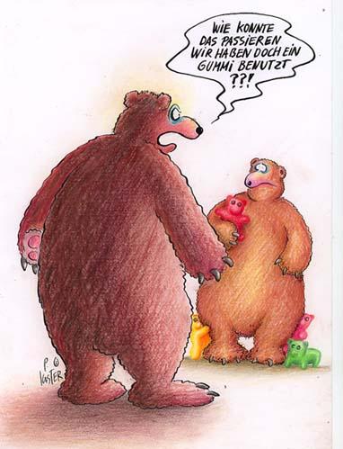Cartoon: gummibären saver sex (medium) by Petra Kaster tagged grossfamilie,familienplanung,partnerkonflikte,gummibären,bären,verhütung,liebe