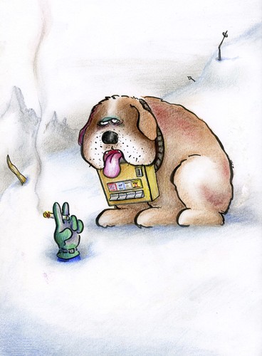 Cartoon: Raucherpiste (medium) by Petra Kaster tagged sport,wintersport,skifahren,lawine,wawinen,bergwacht,hunde,raucher,rauchverbot,rettung,hund,tier,tiere,unfall