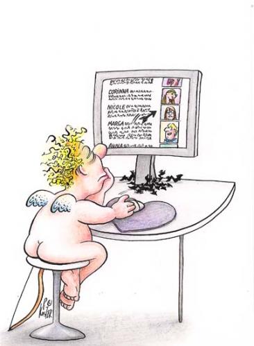 Cartoon: webamor (medium) by Petra Kaster tagged liebeskummer,amore,amor,partnerbörsen,internetdating