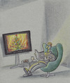 Cartoon: burning christmas (small) by Petra Kaster tagged weihnachten,christmas,dvd,television,technik,weihnachtsbäume