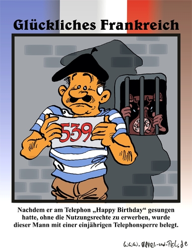 Cartoon: Glückliches Frankreich (medium) by Marcel und Pel tagged urheberrechtsverletzung,nutzungsrechte,siegfriedkauder,musikindustrie,lobbyismus,internetsperren,internetsperre,nutzungsrechte,urheberrechtsverletzung,copyright,internet,web,urheberrecht