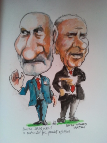 Cartoon: David and Martin (medium) by jjjerk tagged david,norris,martin,mcguinness,election,president,ireland