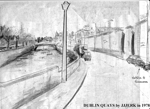 Cartoon: Dublin quays Ireland (medium) by jjjerk tagged dublin,ireland,guinness,brewery,drink,porter,quays