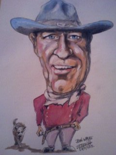 Cartoon: John Wayne (medium) by jjjerk tagged john,wayne,cowboy,dog,gun,red,kerchif,film,star,movie,actor