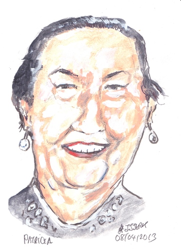 Cartoon: Patricia (medium) by jjjerk tagged patricia,dublin,bell,camp,art,group,cartoon,caricature,earrings,portrait