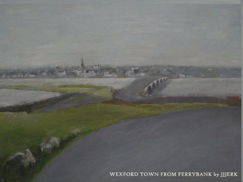 Cartoon: Wexford Town (medium) by jjjerk tagged bridge,river,slaney,wexford,ireland,irish,blue,cartoon,caricature