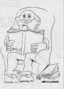 Cartoon: Age and wisdom (small) by jjjerk tagged age wisdom dicionary cartoon caricature glasses chair