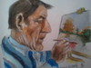 Cartoon: Philip (small) by jjjerk tagged philip coolock library art group artist painter stripes cartoon caricature portrait