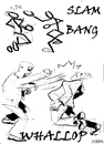 Cartoon: Slam bang Whallop (small) by jjjerk tagged slam bag whallop cartoon caricature fighting men