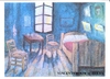 Cartoon: Vincents room (small) by jjjerk tagged vincent van gogh room window chair bed cartoon caricature interior red blue