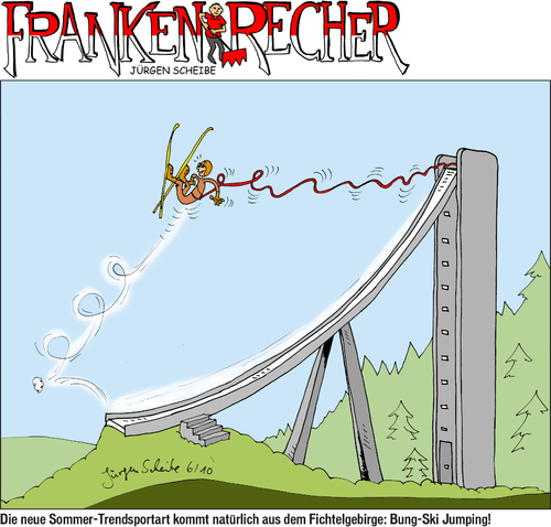 Cartoon: Franken-Recher 08 (medium) by Scheibe tagged wintersport,skisprung,bungee,franken