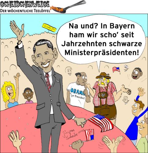 Cartoon: Scheibchenweise (medium) by Scheibe tagged barack,obama,präsident,bayern