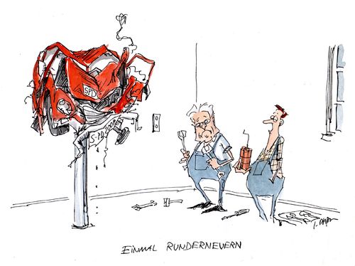 Cartoon: einmal runderneuern (medium) by plassmann tagged spd,wahl,steinmeier