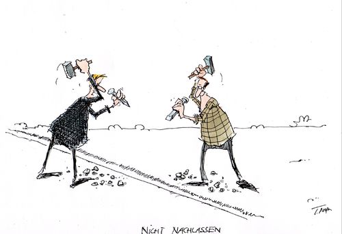 Cartoon: nicht nachlassen (medium) by plassmann tagged mauerfall