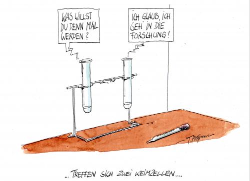 Cartoon: treffen sich zwei keimzellen (medium) by plassmann tagged science,medicin