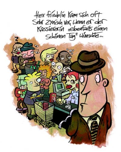 Cartoon: Herr Friedolin (medium) by moritz stetter tagged kasse,kassiererin,schlange