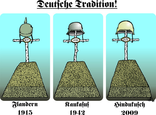 Cartoon: Deutsche Tradition (medium) by MiS09 tagged krieg,soldaten,sterben,bundeswehr,kampf,franz,josef,jung,afghanistan