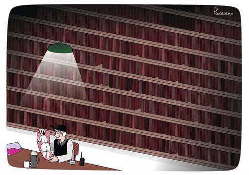 Cartoon: Cartoon (medium) by Ponciano tagged ponciano,pleasurable,reading,book