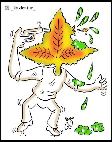 Cartoon: autumn (medium) by Hossein Kazem tagged autumn