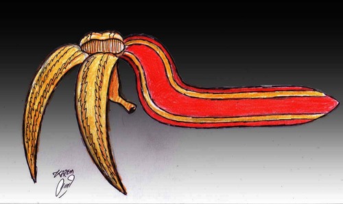 Cartoon: Banana Skin (medium) by Hossein Kazem tagged banana,skin