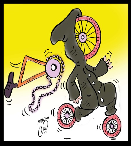 Cartoon: Bicycle (medium) by Hossein Kazem tagged bicycle