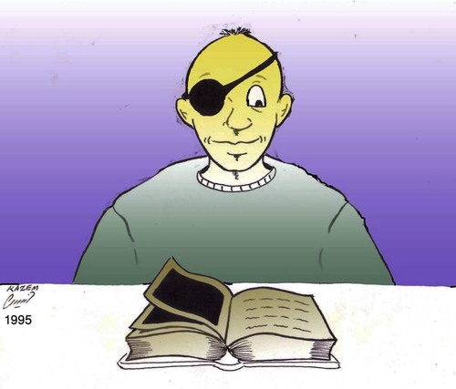 Cartoon: blind and book (medium) by Hossein Kazem tagged blind,and,book