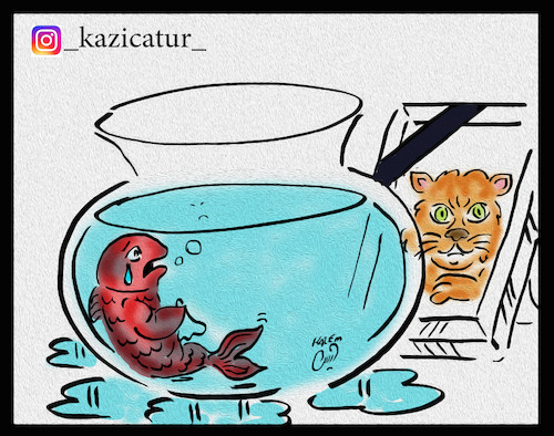 Cartoon: cat (medium) by Hossein Kazem tagged cat