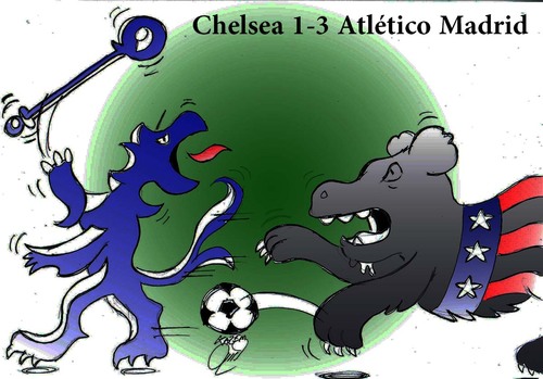 Cartoon: chelsea atletico (medium) by Hossein Kazem tagged chelsea,atletico