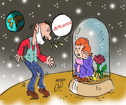 Cartoon: corona in the planet (medium) by Hossein Kazem tagged corona,in,the,planet