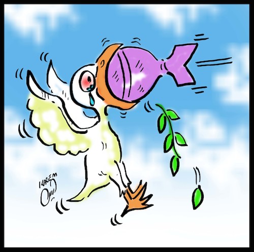Cartoon: dove of peace (medium) by Hossein Kazem tagged dove,of,peace