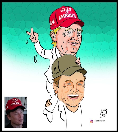 Cartoon: elon musk hats (medium) by Hossein Kazem tagged elon,musk,hats