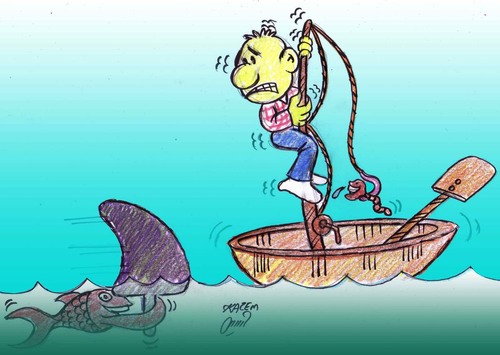 Cartoon: fisherman (medium) by Hossein Kazem tagged fisherman