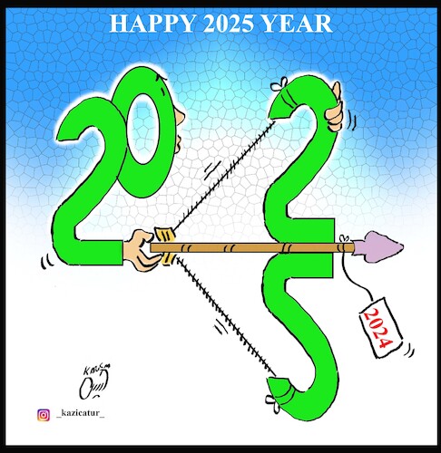 Cartoon: HAPPY 2025 YEAR (medium) by Hossein Kazem tagged happy,2025,year